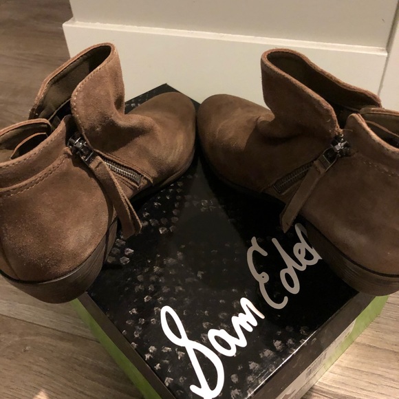 SAM EDELMAN Suede Packer Flat Ankle Bootie Taupe - Picture 5 of 6